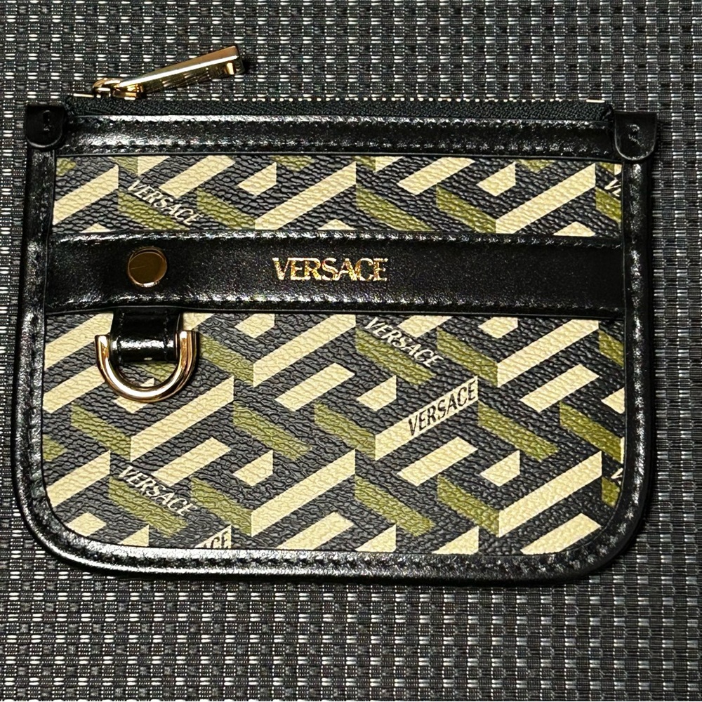 VERSACE Authentic Logo Pouch - Olive / black NWT